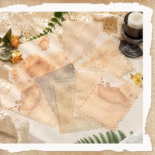 40 Sheets Lace Edged Vintage Scrapbook Paper Textured Journaling Supplies | Scrap Booking Kit Decorative Paper for Junk Journals Letter Writing Collage Art Cards Making, 4.9x6.9 Inch