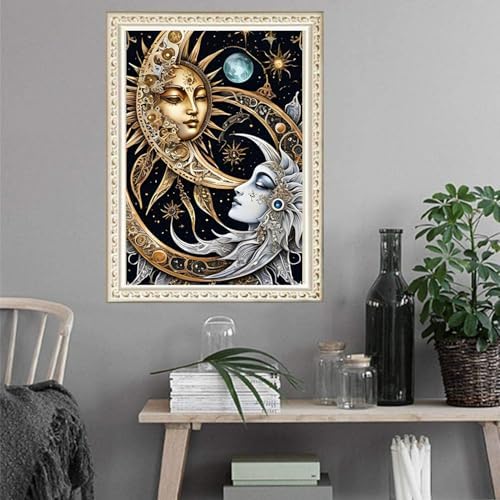 Diamond Art Kits for Adults,Sun and Moon Diamond Painting Kits 12 x 16in