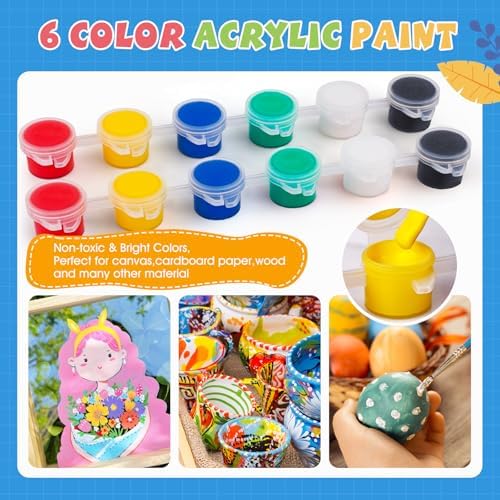 ESRICH 8 Set Mini Acrylic Paint Kit, 5in Mini Canvas with 7.5in Easel