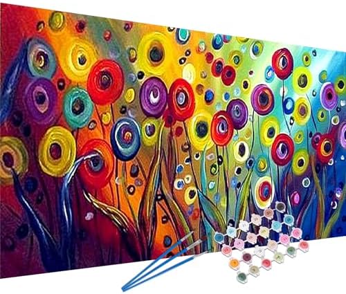YALKIN Paint by Number for Adult Kits, DIY Abstract Wild Flower Oil Acrylic Painting Kits for Adults Beginners on Canvas for Home Wall Decor Gifts 40x90CM/15.8x35.4in (No Frame)