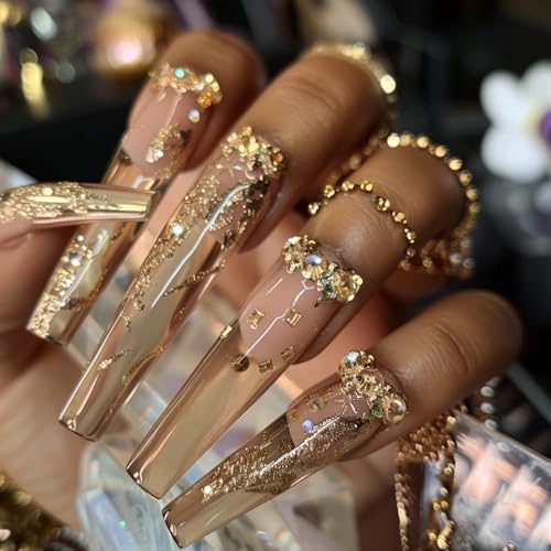 Canvalite 3348Pcs Gold Rhinestones Flatback Gems, Nail Rhinestones Nail Art Gems with Jewelry Glues, Pick Up Tweezers and Rhinestone Picker Dotting Pen, Nail Art Tools for Nails, Clothes, Face, Craft