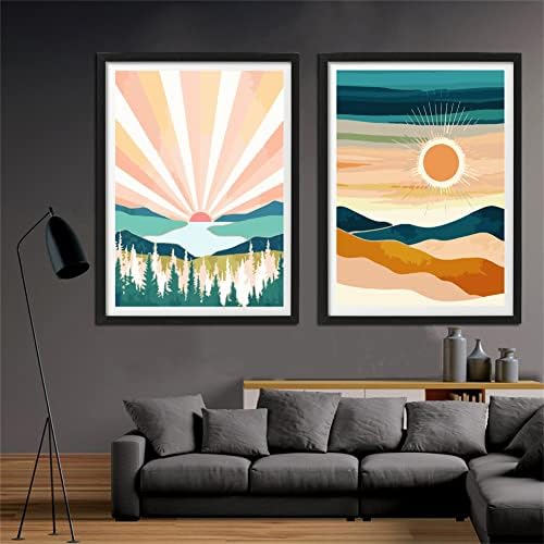 YANXIN Paint by Numbers Kit for Adults Beginners 2 Pack Rolled Paint by Numbers on Canvas for Creative Wall Art Home Decoration with Nice Gift Box 12x16 inch 5758