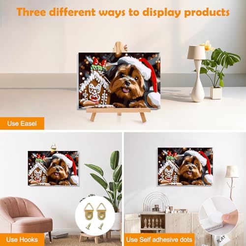MOGTAA Christmas Paint by Numbers Kit for Adults Beginners with Frame, Christmas Dog Adult Paint by Number Kits on Canvas with Easel, Easy DIY Animal Oil Painting Kits for Home Decor, 8x12in
