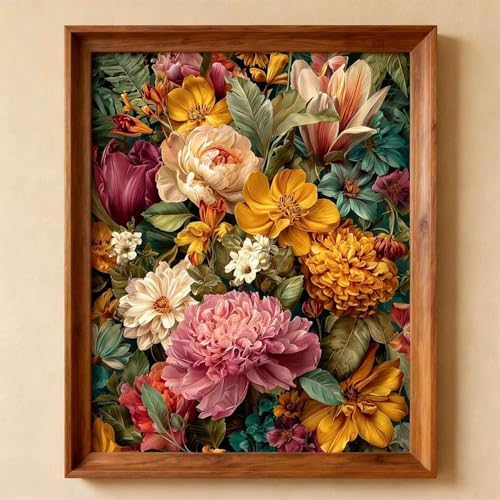 Amphol Paint by Numbers Kit for Adults - DIY Floral Symphony Paint by Numbers on Unframed 16”x20” Canvas, Oil Painting by Number Kit for Home Wall Decor, Stress Relief with Complete Acrylic Paint Set