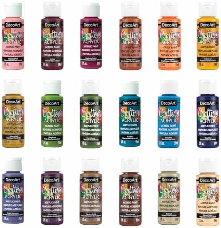 DecoArt Crafter’s Acrylic Fall Colors Paint Set, 18 (2 fl oz/59 ml) Assorted Matte Finish Colors, DIY Arts And Crafts Acrylic Paint, 36 Fl Oz(Pack of 1)