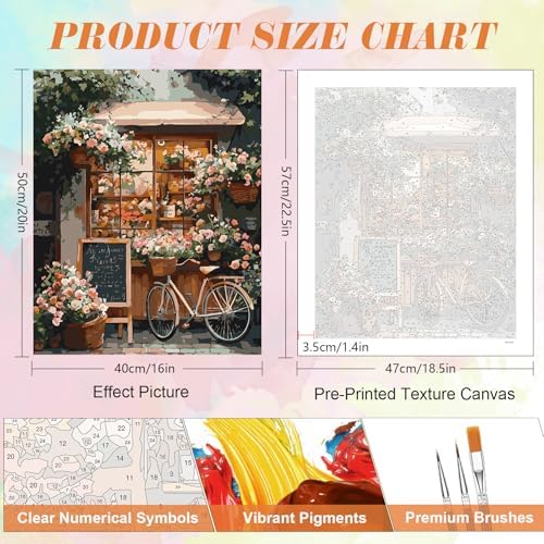 Kalonyth Flower Shop Paint by Numbers Kit for Adults, 16x20 inch, No Framed