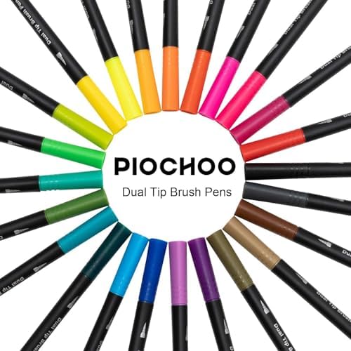 Piochoo Markers Pens Dual Tip Coloring Markers Set for Adult Coloring Books