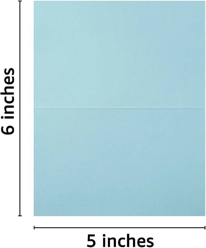 50 Pack Blank Folded Cardstock Business Cards, Light Blue, 3x5