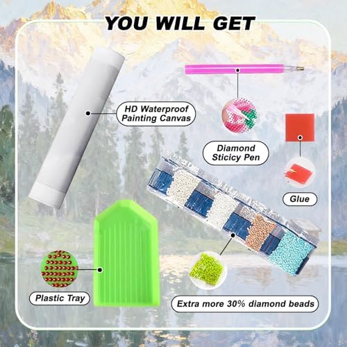 VeGuude Diamond Art Kits for Adults, Full Drill Beautiful Landscape Diamond Painting Kits for Beginners, DIY Full Rhinestone 5D Diamond dots (Gemstone Craft), Home Wall Decoration (12x16 inch)
