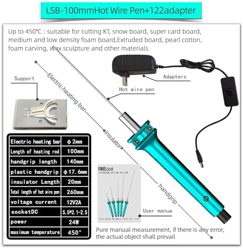 Hot Wire Pen, Electric Hot Wire Cutter Pen 10cm, Styrofoam Cutting Hot Pen Hot Wire Cutting Pen for Amateur DIY Heat Cutting Engraving Pen, Art Making, Foam Carving (blue, 100mm)
