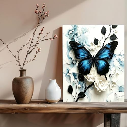 xcemhil Butterfly Paint by Numbers Kit for Adults Beginner, Butterfly Acrylic Paint by Number Kits Suitable for Home Wall Art Decor Gifts 16x20 Inch