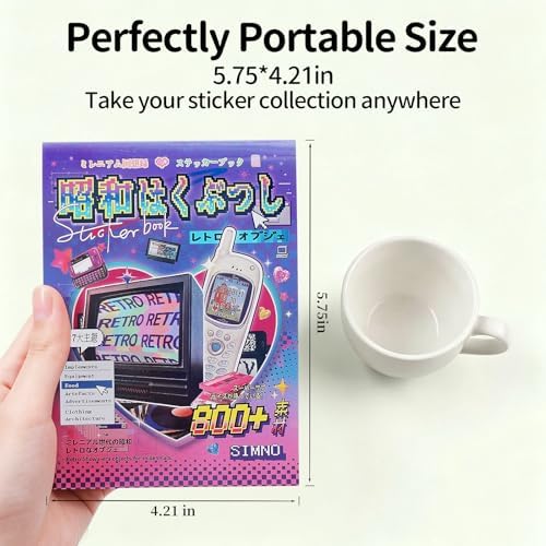 Japanese Sticker Book for Adults – 45 Sheets 800+ Pcs Aesthetic Vintage Manga Stickers for Journaling & Scrapbooking, Cute Sticker Book for Planner, DIY Crafts, Junk Journal & Gifts