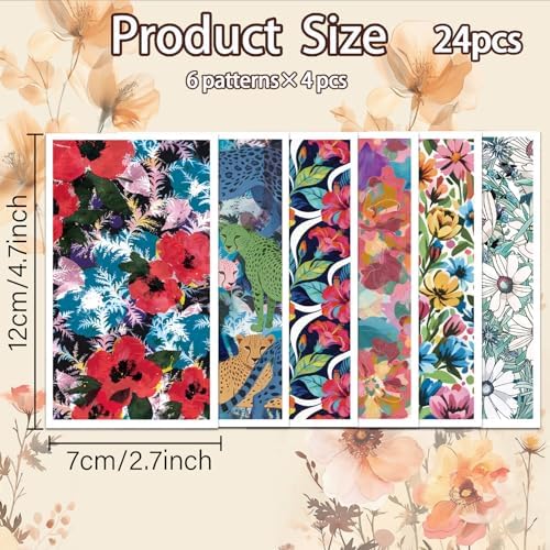 OLYCRAFT 24Pcs Abstract Florals Clay Transfer Paper 6 Design Watercolor Leopard Transfers Paper for Polymer Colorful Polymer Clay Transfer Sheets Small Ceramic Decal for Clays Earrings Tags Bookmarks