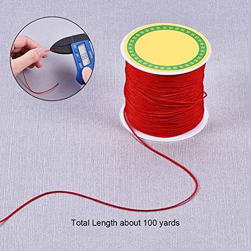 PH PandaHall 600 Yards 0.8mm Nylon Beading String Bracelet String Chinese Knotting Cord Kumihimo Macrame Cord Braided Lift Shade Cord Trim for Macrame Friendship Bracelets Christmas Ornament 6 Color