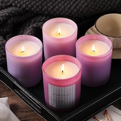 12Pcs Assorted Purple Candle Jars for Making Candles, 10oz Empty Jars with Bamboo Lids and Labels, Glass Candle Jars for Candle Making Supplies, Candle Containers for DIY Gifts
