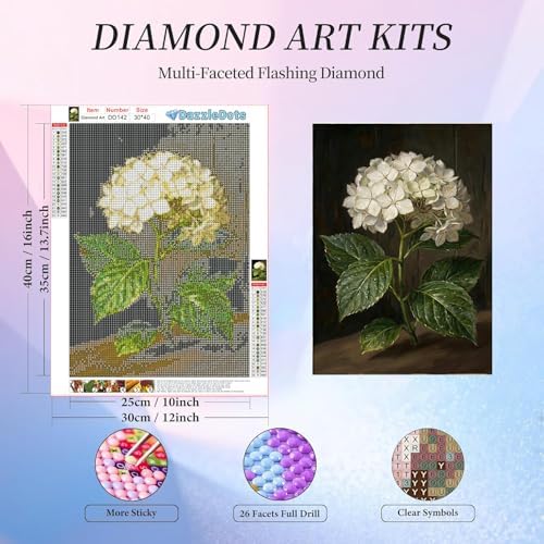 Hydrangea Diamond Art Kits for Adults Round Diamond Painting 12x16 Inch