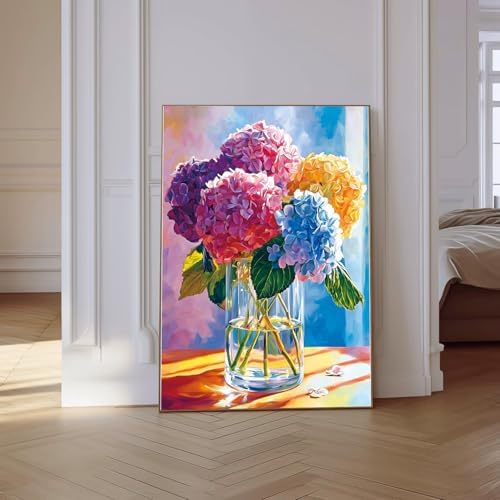 VeGuude Diamond Art Kits for Adults, Full Drill Hydrangea Flowers Diamond Painting Kits for Beginners, DIY Full Rhinestone 5D Diamond dots (Gemstone Craft), Home Wall Decoration (12x16 inch)