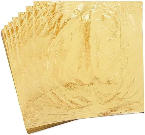 YongBo Gold Leaf Sheets, 200 pc 5.5" Gold Foil Paper for Arts Craft, Painting, Gilding, Slime, Nail Design, Furniture Decoration