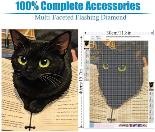 Lophomie Diamond Art Kits for Adults, 5D Cat Diamond Painting Kits 12x16 in