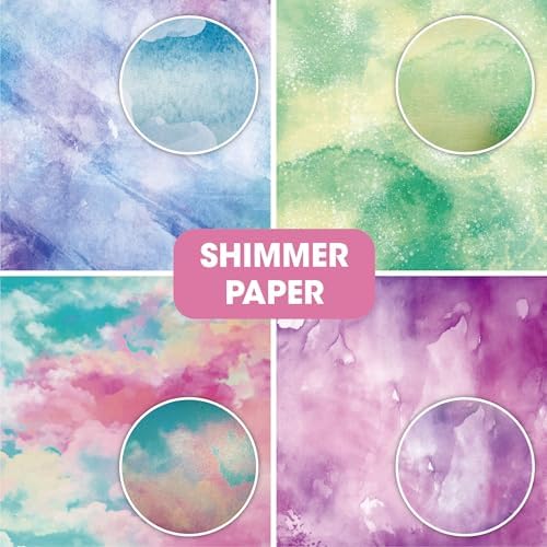 36 Sheets 6x6 Double Sided Cardstock Paper Pad - Shimmer Watercolor Pearl - 200gsm Heavyweight Decorative Scrapbook Paper for Card Making Journaling Origami Scrapbooking Supplies