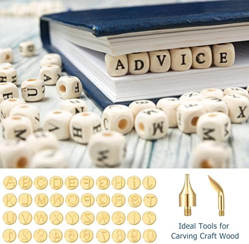 Lothee 43 Pcs Wood Burning Tips Kit, Wood Burning Letters Numbers Alphabet Stamps Stencils Templates for Stippling Embossing Branding Crafts Personalization Tools Gift for Dad(Alphanumeric)