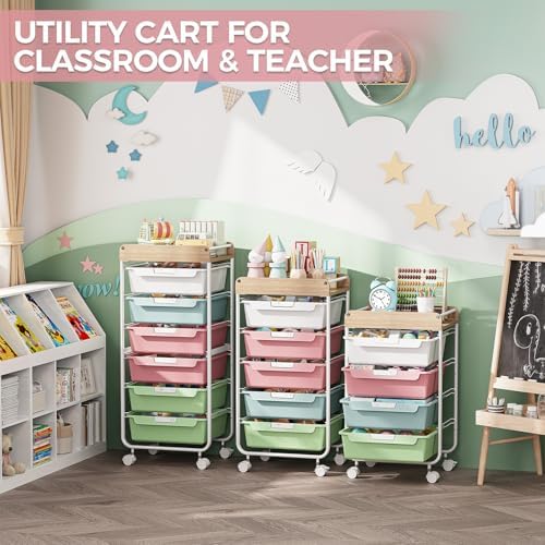 SYKIARIOL Rolling Storage Utility Cart with 4 Drawers,Art Cart,Colorful