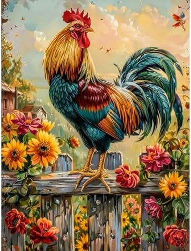 Yezavesu Chicken Diamond Art Kits for Adults Beginners 12x16 Inch | Chicken Diamond Painting, DIY 5D Full Round Drill Gem Art, Stress Relief Craft Kits, Home Wall Decor Gift
