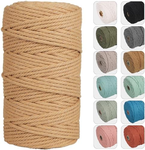 NOANTA 4mm 109yards Macrame Cord, Colored Cotton Macrame Yarn, Light Tan