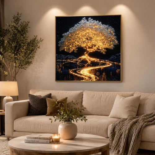 Acelii Tree Diamond Painting Kits for Adults Beginners, 5D Gem Painting | Diamond Art Painting for Adults, Gem Art Kits for Adults, Paint by Diamonds DIY Wall Decor Gift13.78X13.78Inch
