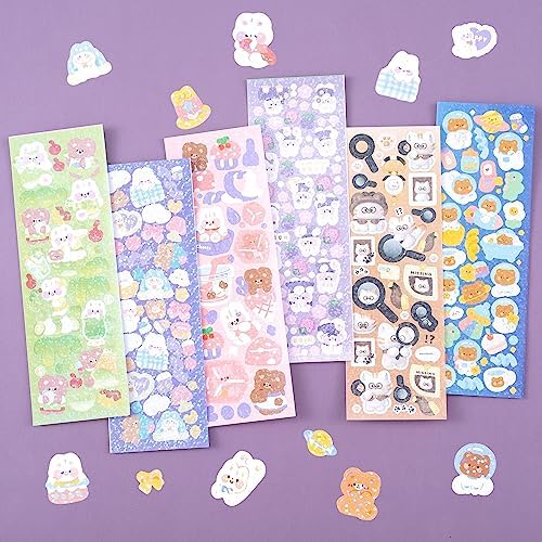 HINZIC 60 Sheets Korean Stickers Kpop Deco Stickers for Photocard, Colorful