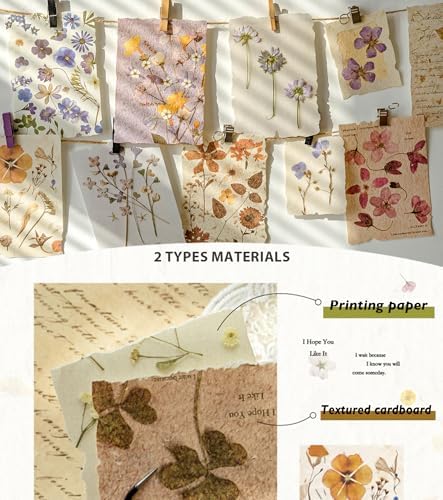 120 Pcs Floral Textured Scrapbook Paper, Embossed Rice Paper for Decoupage