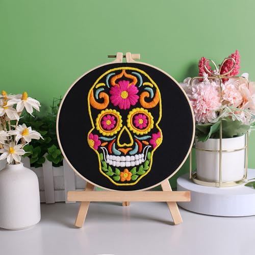 Louise Maelys 3 Set Halloween Skull Embroidery Kit for Beginners