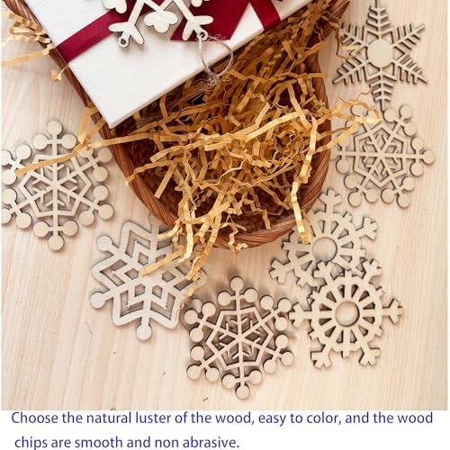 60PCS Unfinished Blank Wooden Christmas Snowflake Cutouts Craft for Kids | suit for Children's Painting DIY Room Decoration Gift Giving Surprise (Christmas Snowflake)