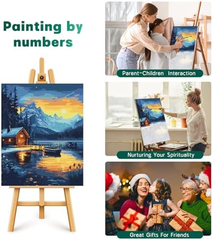 Possoco Paint by Numbers Kit for Adults Beginner, Landscape Easy Adult Paint by Number Kits on Canvas, DIY Acrylic Watercolor Oil Paint by Number for Adults Teens for Home Decor Gift 16x20 Inch