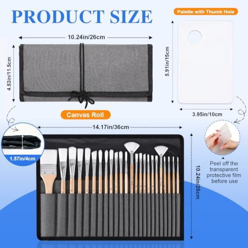 ESRICH 25Pcs Paint Brushes Set, 7 Shapes Paintbrushes for Acrylic Painting