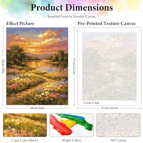 Dawnsphere Sunset Paint by Numbers Kit for Adults Without Frame 16x20 in