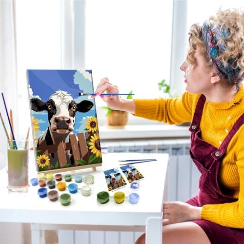 JOOZ 5D Cow Paint by Numbers Kit for Adults with Frame 8x12 Inch