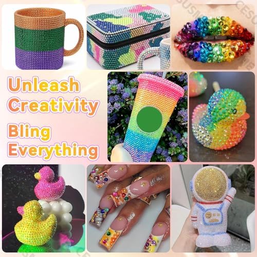 28000 Pcs Color Rhinestones Bedazzling Kit, Gold Resin Gems for Crafts
