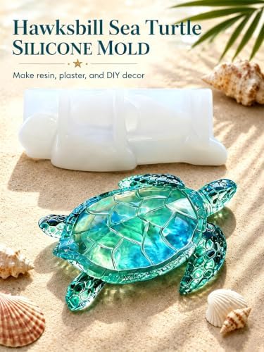 3D Hawksbill Sea Turtle Epoxy Resin Molds for Hand Craft Home Decor; Fun Animal Mold for DIY Plaster Ice Taba Squishy Chocolate Soap Candle Ocean Theme Night Lights; Gift for Men Boys Women