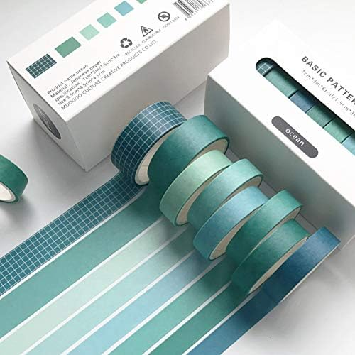 ZDOLAKIDS 8 Rolls Washi Tape Set Basic Green Solid Color Adhesive DIY Label Masking Tapes for Scrapbooking Journaling Planner Letter Envelope Paper Work Art Craft Decoration