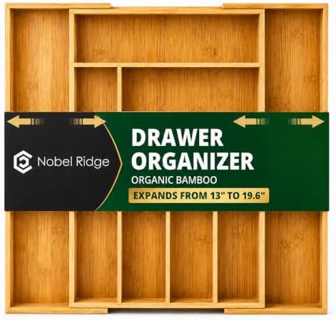 Bamboo Expandable Silverware Drawer Organizer, Utensil Tray