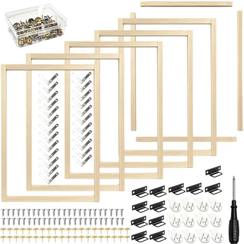 6 Pack 16x20 Inch Canvas Stretcher Bars, DIY Wood Canvas Frame Kit for Oil Painting, Paint by Numbers, Poster, Embroidery Stitch & Needlepoint Art Projects