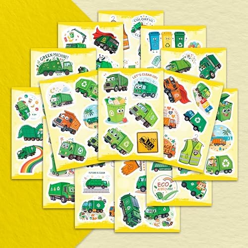100Pcs Garbage Truck Stickers for Water Bottle, Laptop - Trash Truck Stickers - Garbage Car Party Supplies & Decoration- Gift for Women & Men