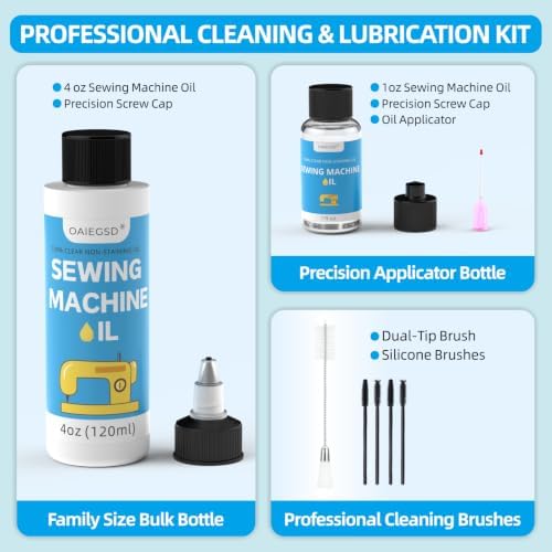 4oz&1oz Sewing Machine Oil and Cleaning Kit with Applicator & Brush