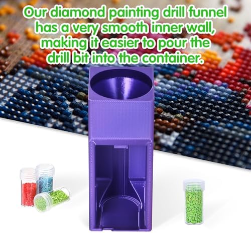 Diamond Painting Organizer,Diamond Painting Drill Funnel for Round Containers,Portable Diamond Art Funnel for Easy Transfer, Diamond Painting Accessories (Silk Purple)