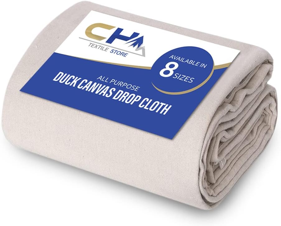 Canvas Drop Cloth for Painting (Size 12 x 15 Feet, Pack of 1) - Pure Cotton Painters Drop Cloth for Painting, Furniture & Floor Protection - All Purpose Thick Canvas tarp with Double Stitched Edges