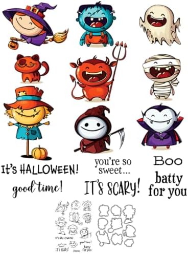 Ghost Witch Halloween Clear Stamps and Die Cuts Sets for DIY Card Making