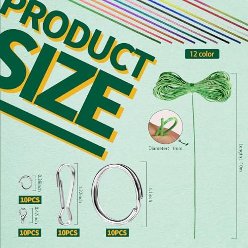 FDNDAMEI 12 Colors Nylon String for Bracelets, Waxed String for Bracelet Making, Satin Nylon Cord for Jewelry Making, Nylon Beading Thread for Craft, String for Bracelet, Necklace, Knit Craft 12 Rolls