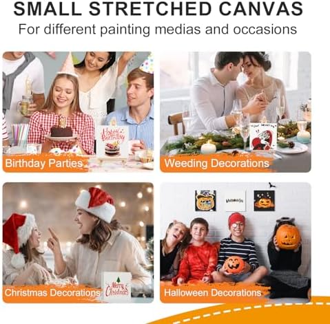 ESRICH Small Stretched Canvas for Painting 6x6 inch, 2/5''Profile Art Primed 8 Pack Canvases for Painting, Cotton Small Professional Blank Paint Canvas for Kids and Art Supplies, for Acrylics, Oils.