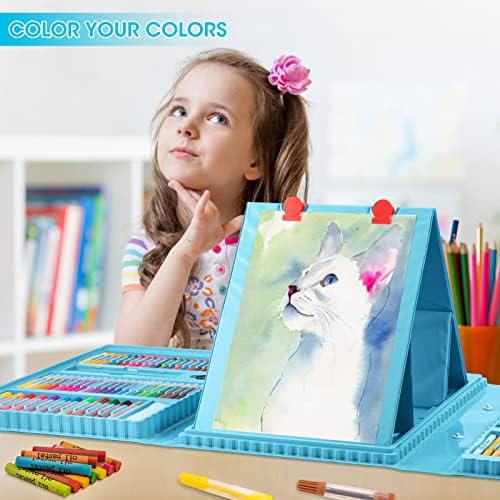 VigorFun Art Supplies, 240 PCS Drawing Art Kit, Gifts Art Set Case, Blue